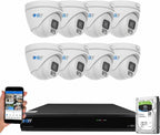 GW Security 5MP 1920P Security Camera System with AI Face/Human/Vehicle Detection, 8CH 4K DVR and 8 x 5MP 2592TVL Microphone Home CCTV Dome Camera, Smart AI Playback, Email Alert, 2TB Hard Drive