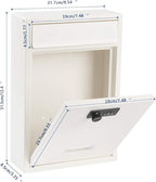 KYODOLED Locking Wall Mount Mailbox, Mail Boxes with Combination Lock for Outside, Security Drop Box with Code,12.4H x 8.54L x 3.35W Inches, White