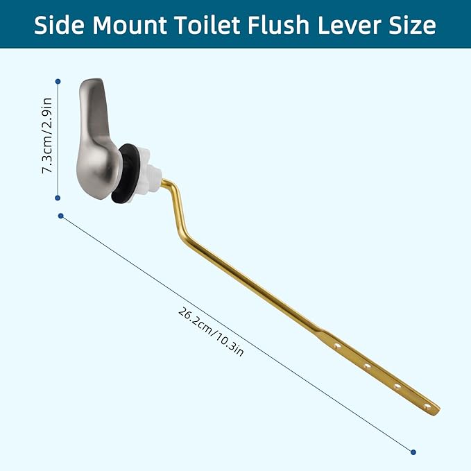 Hygie Rinse Metal Toilet Handle Replacement Kit Universal Side Mount Fit, Toilet Lever Compatible with American Standard/Glacier Bay/Gerber, Toilet Flush Handle with Flapper Chain, Brushed Nickel
