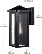 GLOBE Electric 44060 Clarence 1-Light Outdoor Indoor Wall Sconce, Oil Rubbed Bronze, Clear Glass Shade, Bulb Included