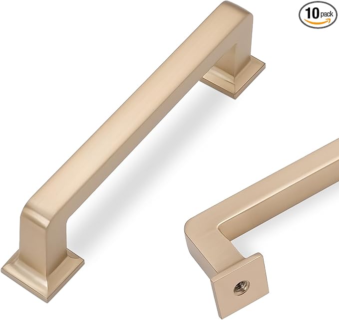 COTYKILEY 10 Pack 3-3/4 Inch(96mm) Champagne Bronze Cabinet Handles Champagne Kitchen Cabinet Pulls Cabinet Door Handles Kitchen Cabinet Hardware Cupboard Drawer Pulls Dresser Handles