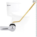 Hygie Rinse Universal Metal Toilet Handle Lever Flush Replacement, Side Mount Toilet Handle with Stainless Steel Flapper Chains, Toilet Repair Kit, Chrome