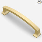 Asidrama 10 Pack 4 Inch(102mm) Brushed Gold Kitchen Cabinet Handles, Cabinet Pulls Kitchen Cabinet Hardware for Cupboard Drawer Pulls