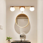 New Bathroom Vanity Light 3 Lights Fixtures Brushed Brass Milk White Globe Glass Shade Modern Wall Bar Sconce Over Mirror (Exclude G9 Bulb)