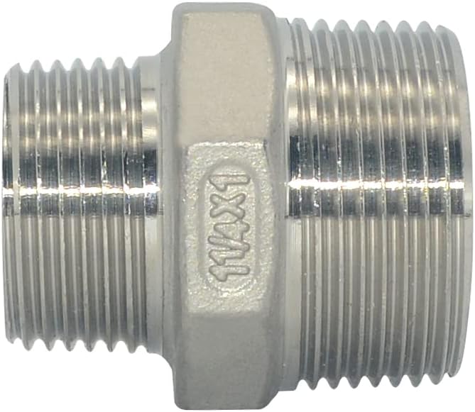 1-1/4" x 1" Male Threaded Reducing Nipple Fitting/Adapter,Stainless Steel SS304 NPT Pipe Hex Reducer