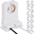 12-Pack JACKYLED Non-Shunted Turn-Type T8 Lamp Holder UL Socket Tombstone with 10 inches Wires Attached for LED Fluorescent Tube Replacements