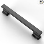 Asidrama 20 Pack 5 Inch(128mm) Matte Black Kitchen Cabinet Handles, Cabinet Pulls Kitchen Cabinet Hardware for Cupboard Drawer Pulls