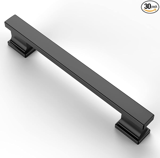 Asidrama 30 Pack 5 Inch(128mm) Matte Black Kitchen Cabinet Handles, Cabinet Pulls Kitchen Cabinet Hardware for Cupboard Drawer Pulls