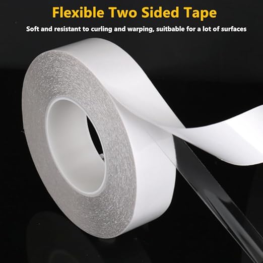 Super Thin Double Sided Tape 1inch x 82 feet Heavy Duty Clear Sticky Mounting Tape for DIY Crafts, Woodworking, Carpets, Posters, Photos, Scrapbook, Fashion Clothing, Heat Resistant, Residue Free