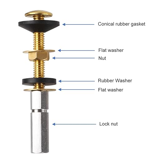 Toilet Tank to Bowl Bolt Gaskets Kits, Toilet Repair Replacement Kit Inside Tank, Extra Long Nut Fits 2'' and 3'' Toilet Flush Valve Tank Coupling kit