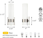 XiNBEi Lighting Wall Light ADA Wall Sconce with Opal Cylinder Glass in Brushed Nickel, Bathroom Vanity Light for Living Room & Corridor XB-W1185-BN