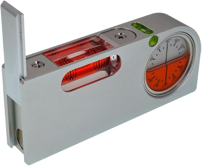 High precision solid aluminum alloy small level ruler for tilt angle measurement, portable mini adjustable horizontal bubble magnetic (120 * 50 * 20mm)