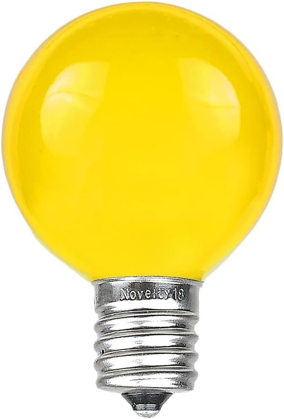 Novelty Lights Incandescent G50 Globe Replacement Bulbs - Outdoor Individual Bulbs for Events, Holiday Parties, Patios, and More - E17/C9 Intermediate Base, 7 Watt Lights (Yellow, 25 Pack)