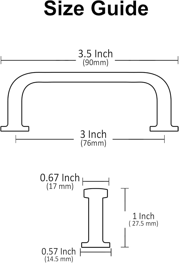 Alzassbg 10 Pack Matte Gold Cabinet Handles, 3 Inch(76mm) Hole Centers Arch Modern Cabinet Pulls Kitchen Hardware for Cabinets AL3503MGP