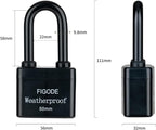 FIGODE® Outdoor Waterproof Padlocks, Covered Heavy Duty Laminated Steel Locks, Large Sturdy Locks, 2.2 in. Wide, 4 Locks Same Key, Long Padlocks