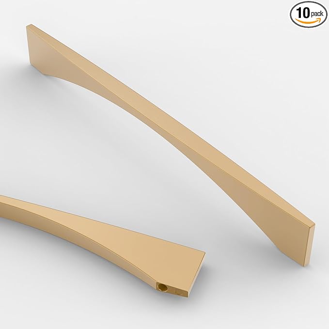 Asidrama 10 Pack 10 Inch(254mm) Brushed Brass Kitchen Cabinet Handles, Cabinet Pulls Kitchen Cabinet Hardware for Cupboard Drawer Pulls