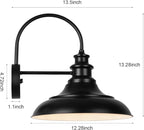 Dusk to Dawn Sensor Outdoor Barn Light Fixtures, 12.3 Inch Dome Farmhouse Outdoor Wall Sconces, Gooseneck Exterior Wall Mount Lights, Industrial Black White Wall Lanterns for Porch, DDRZ004-4 BK+WH