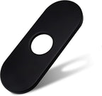 6.3 Inch Black Faucet Deck Plate for Bathroom Vanity Sink, Stainless Steel Faucet Escutcheon Plate for 1 or 3 Hole Kitchen Bathroom Faucets, Matte Black