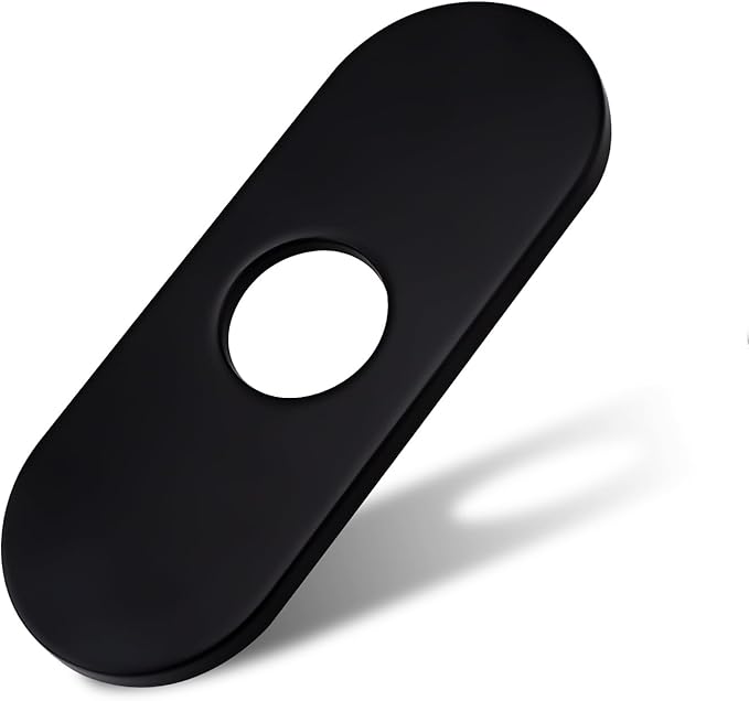 6.3 Inch Black Faucet Deck Plate for Bathroom Vanity Sink, Stainless Steel Faucet Escutcheon Plate for 1 or 3 Hole Kitchen Bathroom Faucets, Matte Black