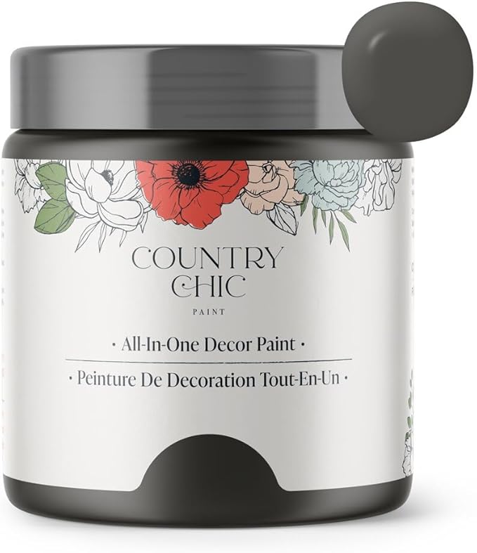 Country Chic All-in-One Chalk Paint for Furniture, Cabinets, Home Decor, Eco-Friendly, Matte Finish, Built-In Primer & Top Coat for Wood, Metal - Dark Roast (Dark Brown) - 8 oz (237 ml)
