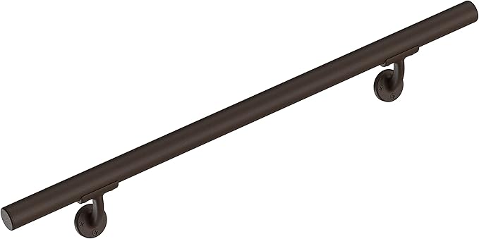 Meranti Aluminum Handrail for Indoor or Outdoor Steps and Stairs – Hand Rails for Elderly – DIY Complete Stair Railing Kit (AHR, Bronze Textured, 4' Length)