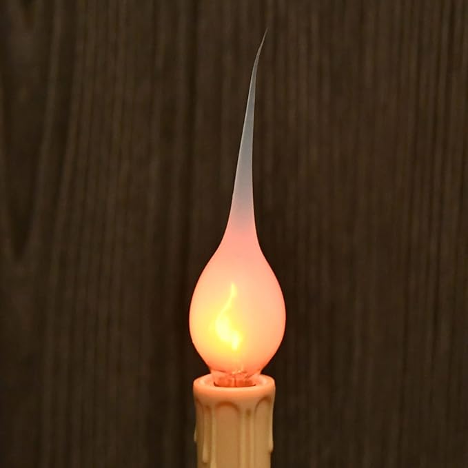 Silicone Dipped Candle Light Bulbs Flicker Flame Replacement Bulbs 1 Watt Country Style Silicone Light Bulbs for Window Candle Lamps Chandeliers, C7/E12 Candelabra Base (12 Pack)