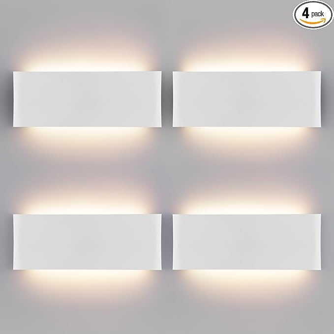 11"Modern LED vanity light,15W Dimmable 5 CCT (3000K-6500K) Adjustable Wall Lamp,Up and Down Wall Lighting,Indoor Wall Sconce for Bedroom,Staircase,Hallway,Dressing Table,4 Pack（White）