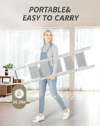 5 Step Ladder, Folding Step Stool, White Foldable Iron Ladder for 10 Foot High Ceiling with Anti-Slip Wide Sturdy Pedal and Handgrip, Multi-Use for Home (300 lbs Capacity)