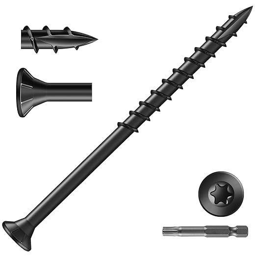#9 x 3 Inch Deck Screws (69Pcs) 1lb. Exterior Wood Screws. Carbon Steel, Black, Flat Head, Rust Resistant epoxy Coated, with T25 Star Bit