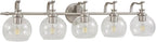 ANDY STAR 5-Light Brushed Nickel Bathroom Light Fixture, 35" Large Wall Sconce, Glass Globe Design, Perfect for Large Bathrooms, Double Vanities, Elegant Linear Design