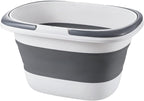 4.2 Gal(16L) Large Collapsible Plastic Bucket with Handle for House Cleaning, Space Saving Outdoor Multiuse Foldable Water Pail/Sink for Camping,Fishing,Ice(Grey)