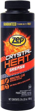 Zep Crystal Heat Drain Opener 32 Ounce - ZUCRY2 - Dissolves Drain Clogs Fast (32 Fl Oz, 12)