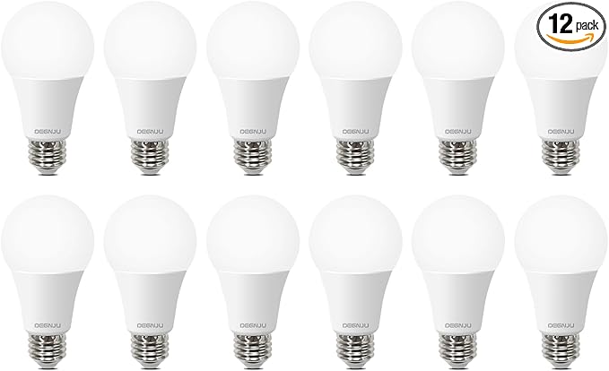 A19 LED Light Bulbs, 100 Watt Equivalent, 5000K LED Bulbs, 1500 Lumens, E26 Standard Base, Non-Dimmable, 13W Bright White LED Bulbs for Bedroom Living Room Home Office, 12 Pack