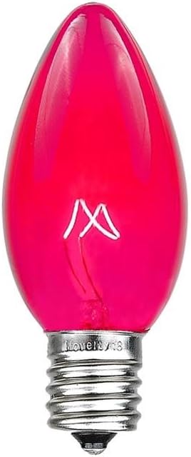 Novelty Lights Christmas Replacement Bulbs - Outdoor Individual Bulbs for Events, Holiday Parties, Patios, and More - C7/E12 Candelabra Base, 5 Watt Lights (Pink, 25 Pack)