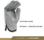 ATERET 120 Pairs 2X-Large Heavy Duty Durable Cowhide Leather Work Gloves I Driver Gloves for Truck Driving, Warehouse, Gardening, Farming