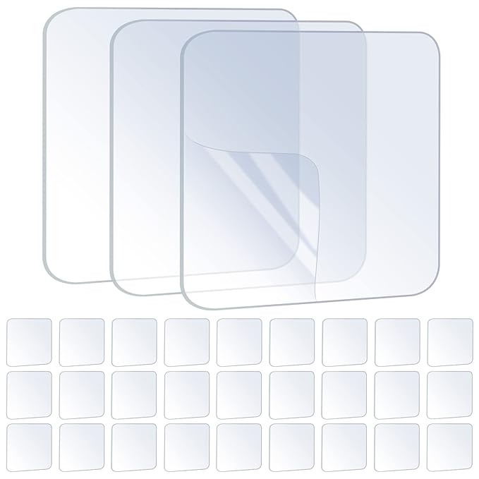 30PCS Premium Double Sided Mounting Squares Clear Tape,Heavy Duty Adhesive Pads for Pictures,Poster Hanging Strips - Strong Sticky Tack,Waterproof Adhesive for Shower,Wall Patch,Sticky Pads