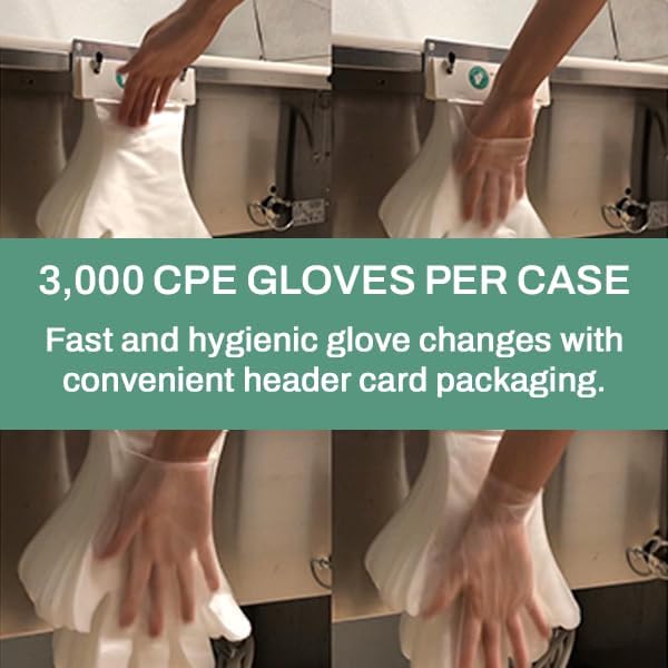 Disposable CPE Gloves - FDA Compliant - Latex-Free - Powder-Free - Clear Embossed - Multi-Purpose - 3000 Gloves (60 Pack)