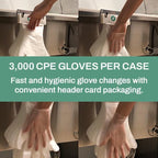 Disposable CPE Gloves - FDA Compliant - Latex-Free - Powder-Free - Clear Embossed - Multi-Purpose - 3000 Gloves (60 Pack)
