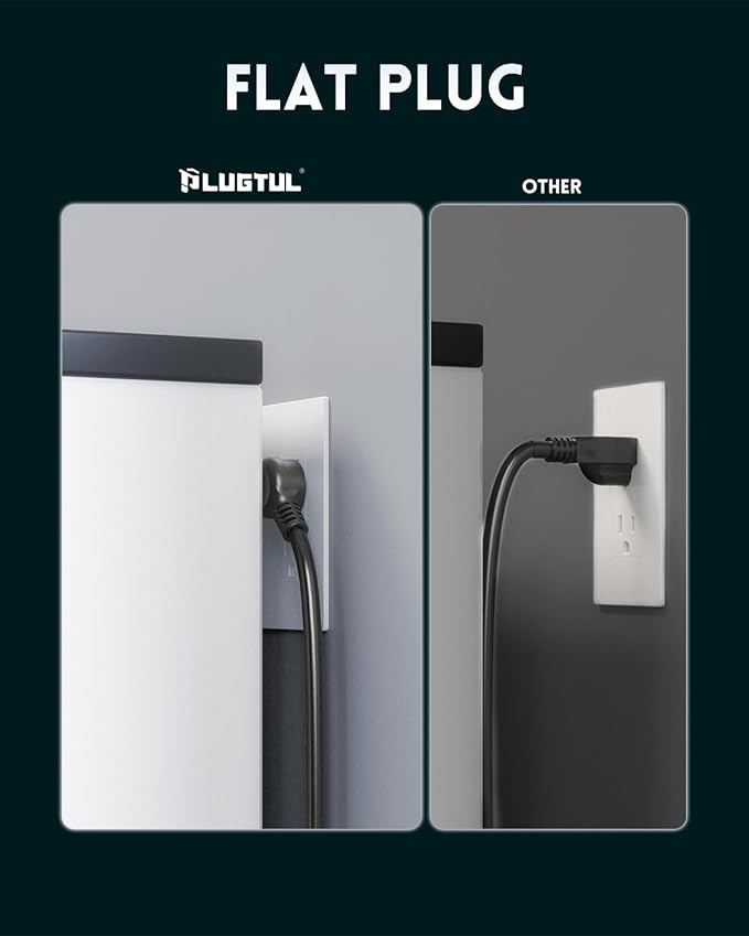 Surge Protector Power Strip 10FT, PLUGTUL Surge Protector with 8 Outlets - Spacious Design for Large Plugs, Flat Plug, 20W USB C Charging for Home, Office, ETL Listed, 2040J