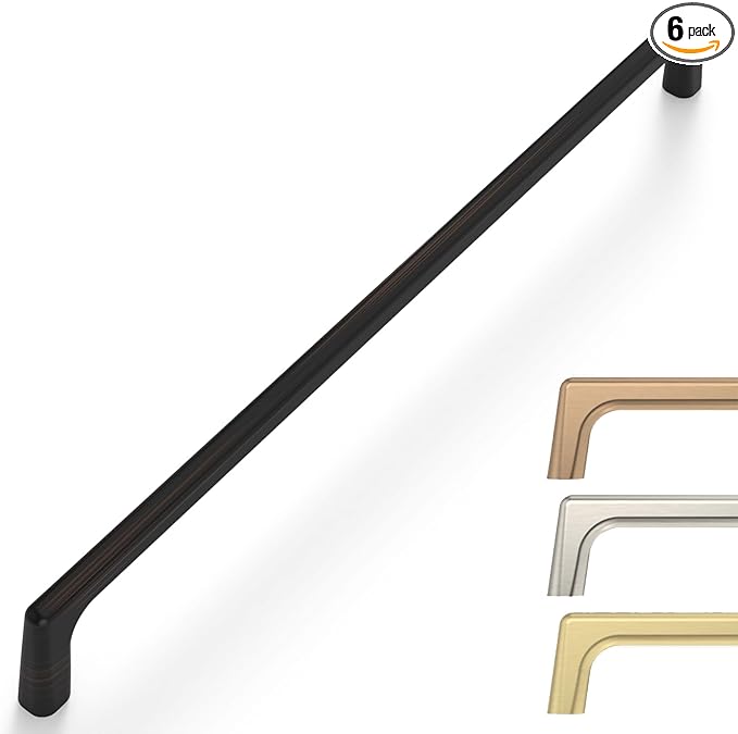 6 Pack Oil Rubbed Bronze Cabinet Pulls - 12.6 Inch Wardrobe & Cabinet Handles - Bronze Kitchen & Drawer Handle