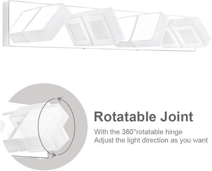 Ralbay 4 Lights Adjustable Acrylic Chrome Modern LED Bathroom Vanity Lights Over Mirror (Natural White Light)