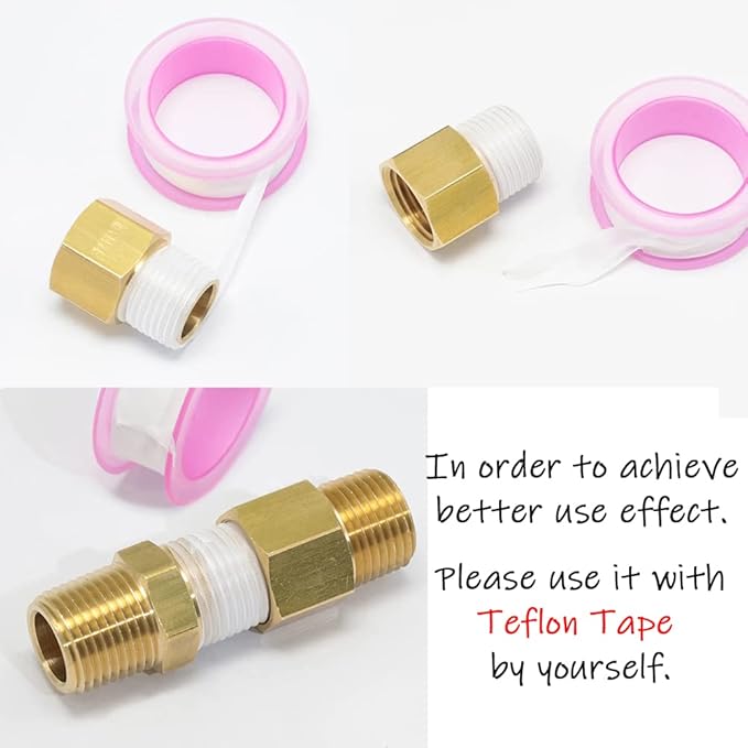 3PCS Brass Reducer Adapter, 3/8" NPT Male to 1/2" NPT Male Thread, Hex Reducing Pipe Fitting Coupler Nipple Connector for Water/Oil/Gas