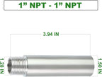 TAISHER 2PCS Stainless Steel Pipe Fittings, 1" NPT Male x 1" NPT Female Threaded, 4" Length Nipple Cast Pipe