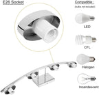 4-Light Modern Chrome Vanity Light Fixture with White Glass Shade for Bathroom Over Mirror, 31.5 Inches