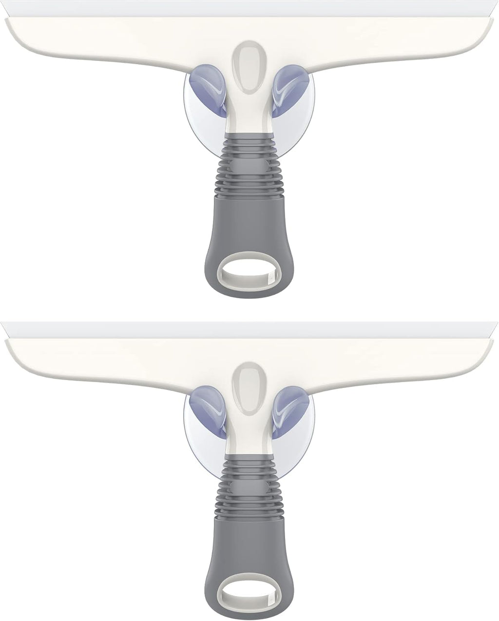 MR.SIGA Multi-Purpose Silicon Squeegee for Window, Glass, Shower Door, Car Windshield, Heavy Duty Window Scrubber, Includes Suction Hook, 10 inch, White & Gray, 2 Pack