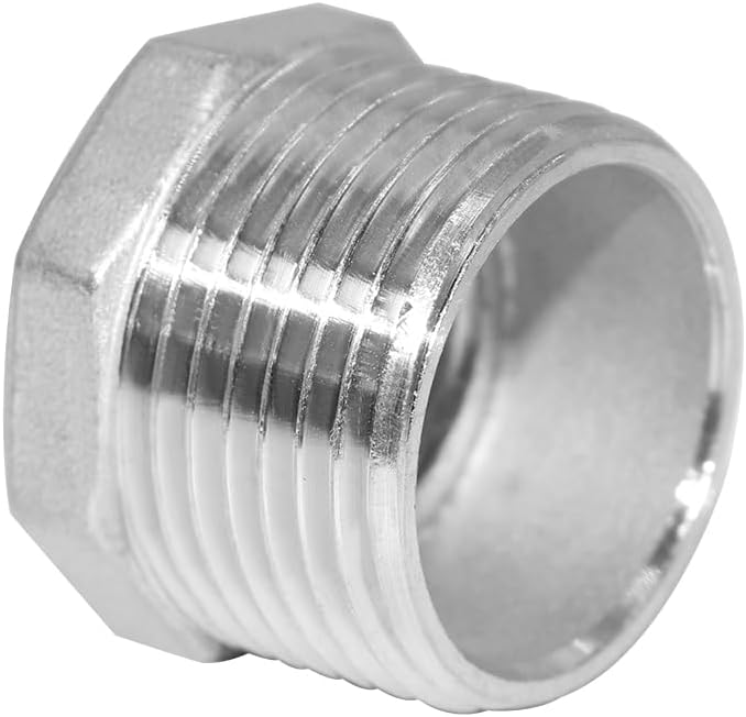 Joywayus Stainless Steel Hex Head Bushing Reducer Pipe Fitting 1 NPT Male × 1/2 NPT Female (Pack of 2)