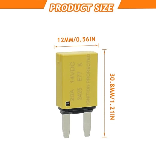 Auto Reset Fuse E71 E77 car ATM Low Profile Mini Blade Style Automatic Circuit Breaker T1 14V DC 5A 10A 15A 20A 25A 30A Boat Marine RV Car Truc（6 pcs Mixed）