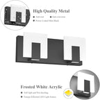 Aipsun 2 Lights Modern Black Vanity Light Up and Down Black Bathroom Lighting Fixtures LED Bathroom Wall Light Over Mirror 6000K