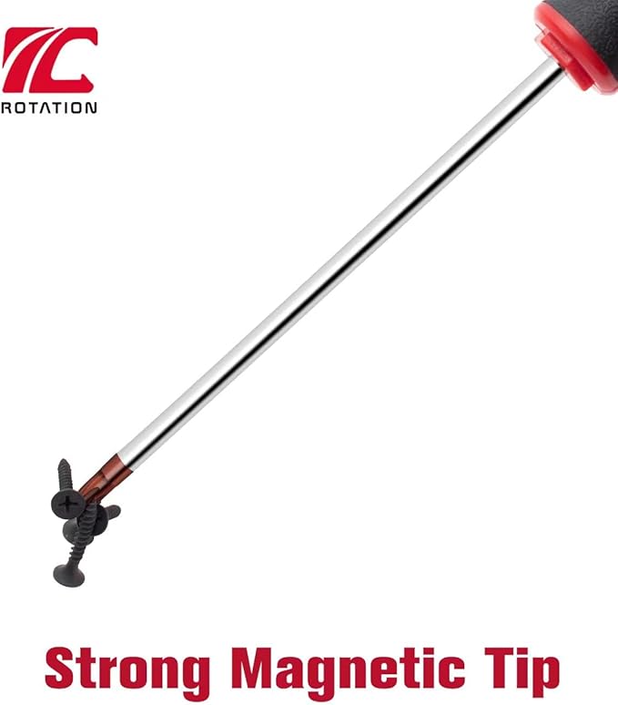 ROTATION 4PCS Magnetic Tip Torx Screwdriver Set, 4 Torx Star Screwdrivers, T20, T25, T27, T30, Red Tip | Red, Gloss, S2 Steel