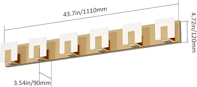 Aipsun Gold Vanity Lighting Fixtures Modern Vanity Lights LED 6 Lights Bathroom Vanity Light Up and Down Wall Light Fixtures 6000K